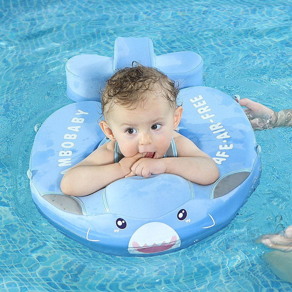 Mambobaby™ Haai Zwemtrainer voor baby's van 3-24 maanden. Luxe onzinkbare grijze baby float met afneembare zonnekap en staartstuk voor maximale stabiliteit in het water 2.