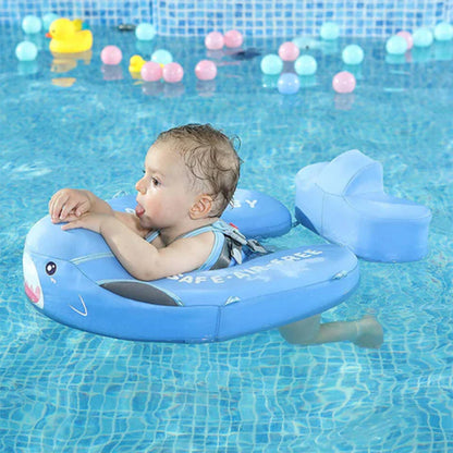 Mambobaby™ Haai Zwemtrainer voor baby's van 3-24 maanden. Luxe onzinkbare grijze baby float met afneembare zonnekap en staartstuk voor maximale stabiliteit in het water 2.