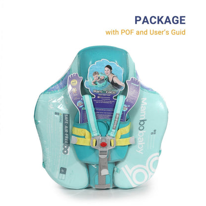 De volledige inhoud van de Mambobaby™ Contrast Float set (3-24 maanden): Inclusief onzinkbare baby float met luxe zwart-wit design, afneembare UPF 50+ zonnekap en de gepatenteerde stabiliteitsstaart.