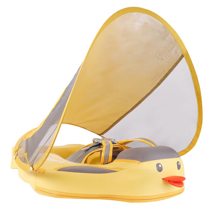 Zijzicht van de Gele Eend Mambobaby Float als veilige zwemband voor baby's van 3 tot 24 maanden.