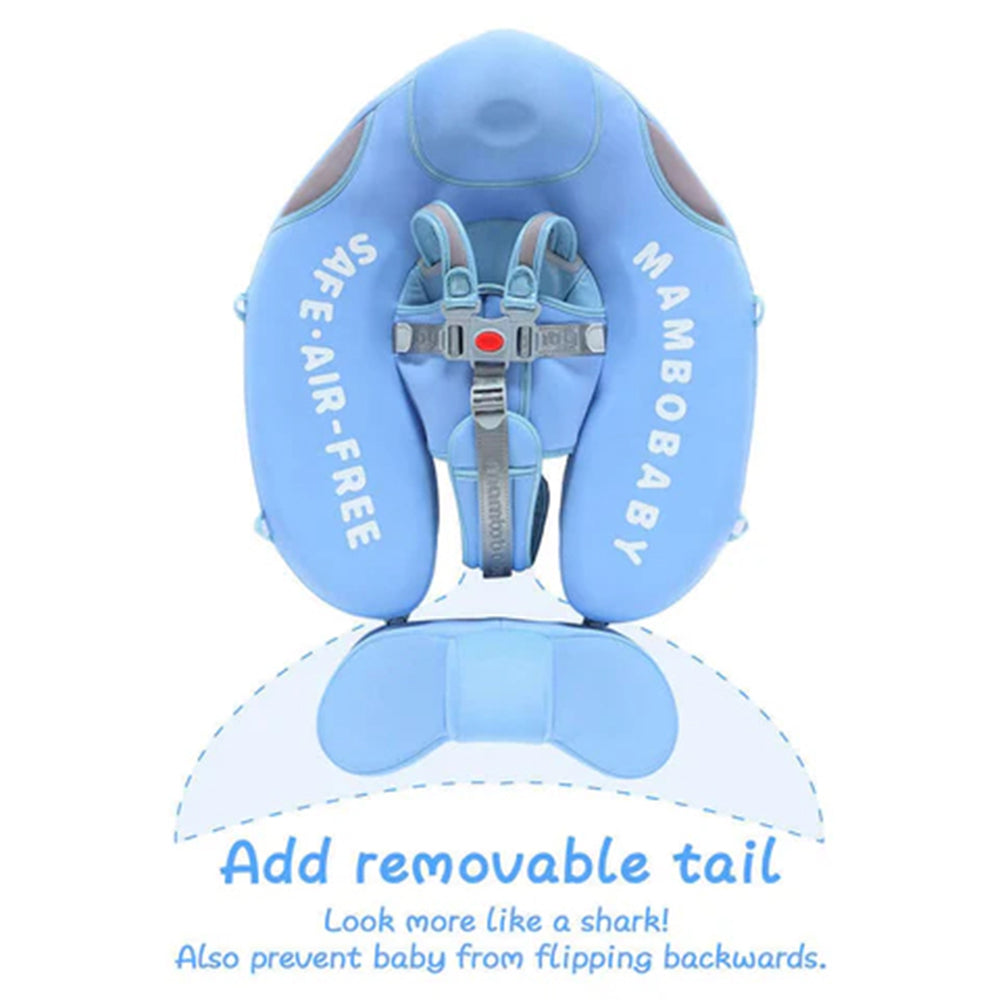 Mambobaby™ Haai Zwemtrainer voor baby's van 3-24 maanden. Luxe onzinkbare grijze baby float met afneembare zonnekap en staartstuk voor maximale stabiliteit in het water 6.