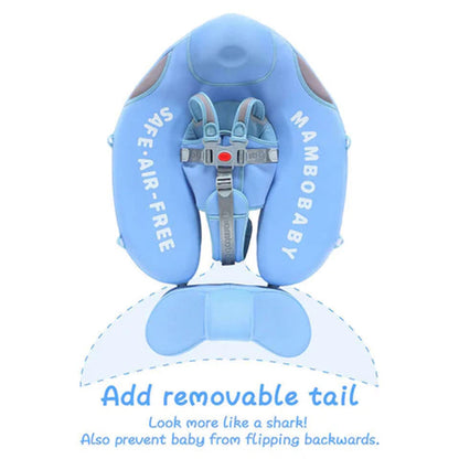 Mambobaby™ Haai Zwemtrainer voor baby's van 3-24 maanden. Luxe onzinkbare grijze baby float met afneembare zonnekap en staartstuk voor maximale stabiliteit in het water 6.