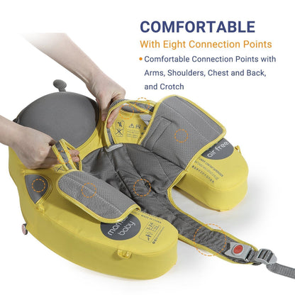 Gedetailleerde weergave van de Mambobaby™ Lieveheersbeestje float met 8 versterkte verbindingspunten. Dit ontwerp zorgt voor een onwankelbare stabiliteit en voorkomt kantelen, wat maximale veiligheid biedt voor baby's in het water.