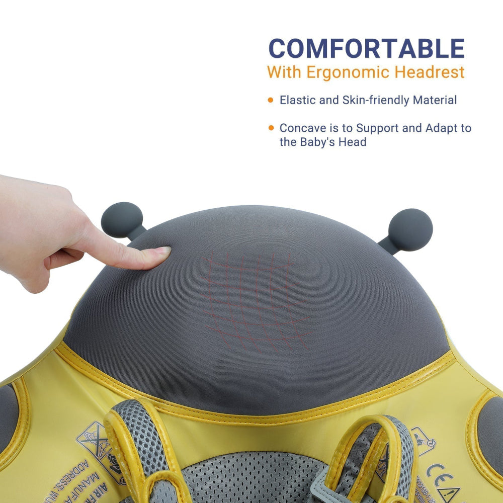 Gedetailleerde weergave van de Mambobaby™ Lieveheersbeestje float met. Dit ontwerp zorgt voor een onwankelbare stabiliteit en voorkomt kantelen, wat maximale veiligheid biedt voor baby's in het water.
