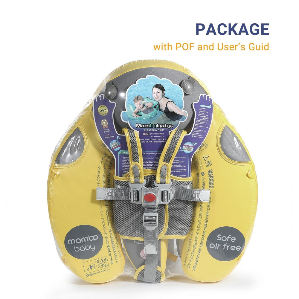 De volledige inhoud van het Mambobaby™ Lieveheersbeestje Zwemtrainer pakket voor baby's (3-24 maanden). Deze complete set bevat de onzinkbare baby float, een afneembare UPF 50+ zonnekap en de gepatenteerde stabiliteitsstaart.