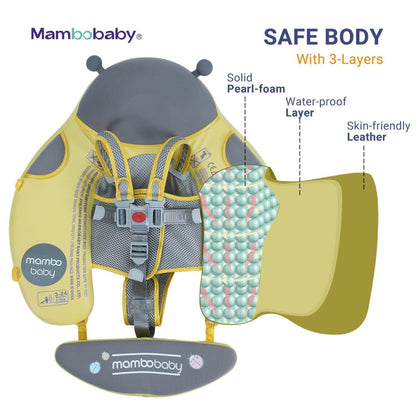 De Mambobaby™ Lieveheersbeestje float met gepatenteerde 3-laagse technologie (Tri-Layer™). Deze onzinkbare baby zwemband is opgebouwd uit Pearl-Foam™ voor maximale veiligheid en een zachte, huidvriendelijke textiellaag voor optimaal comfort.