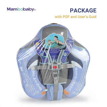 De afneembare en verstelbare UPF 50+ zonnekap van de Mambobaby Pinguïn Float voor UV-bescherming.