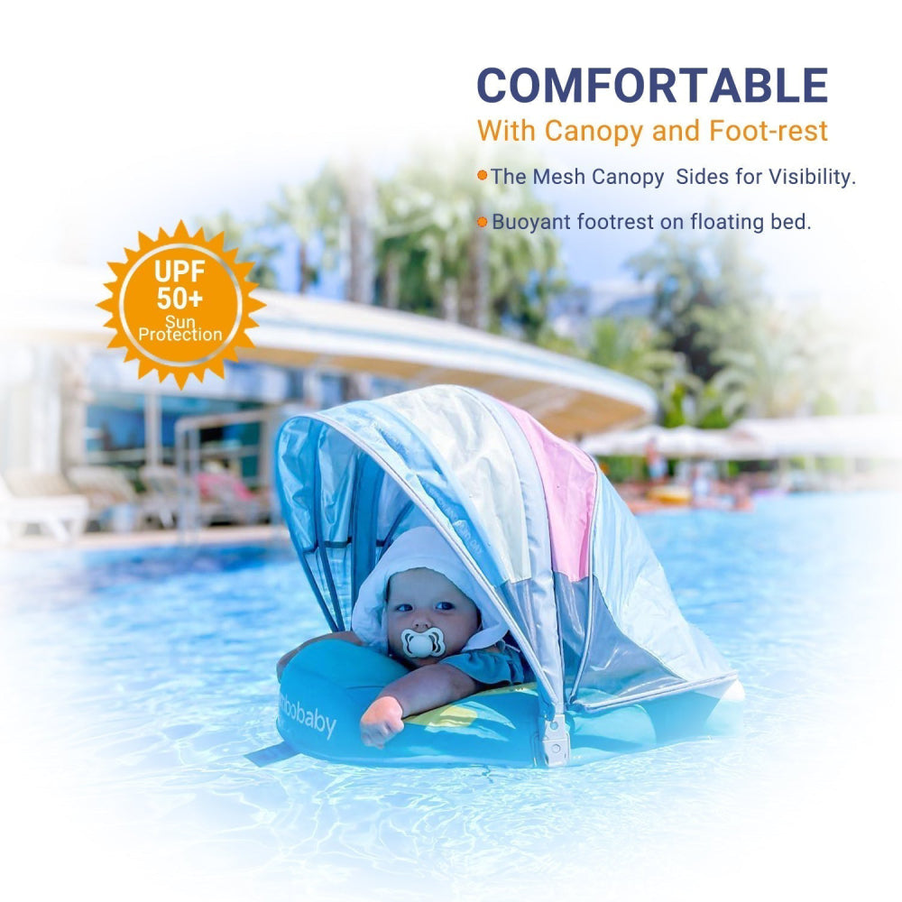 Ultiem comfort met de Mambobaby™ Regenboog Float. Voorzien van een zachte, huidvriendelijke textiellaag die niet schuurt of plakt, ideaal voor de gevoelige babyhuid (3-24 maanden).