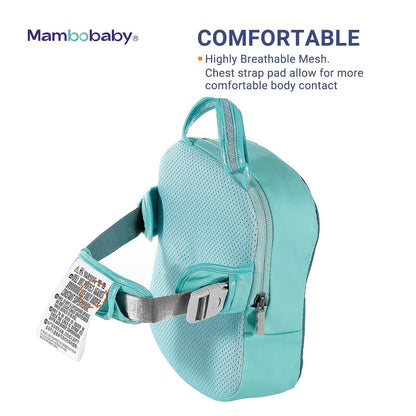 Twee Mambobaby rugfloats gecombineerd tot een drijfvest voor extra stabiliteit bij het zwemmen.