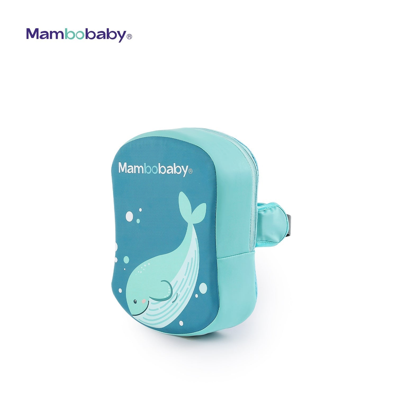 De blauwe Mambobaby™ rugzwemband voor kinderen van 1 tot 6 jaar (10-30 kg). Deze niet-opblaasbare rugfloat met Pearl-Foam™ technologie biedt veilige ondersteuning en optimaal comfort bij het leren zwemmen.