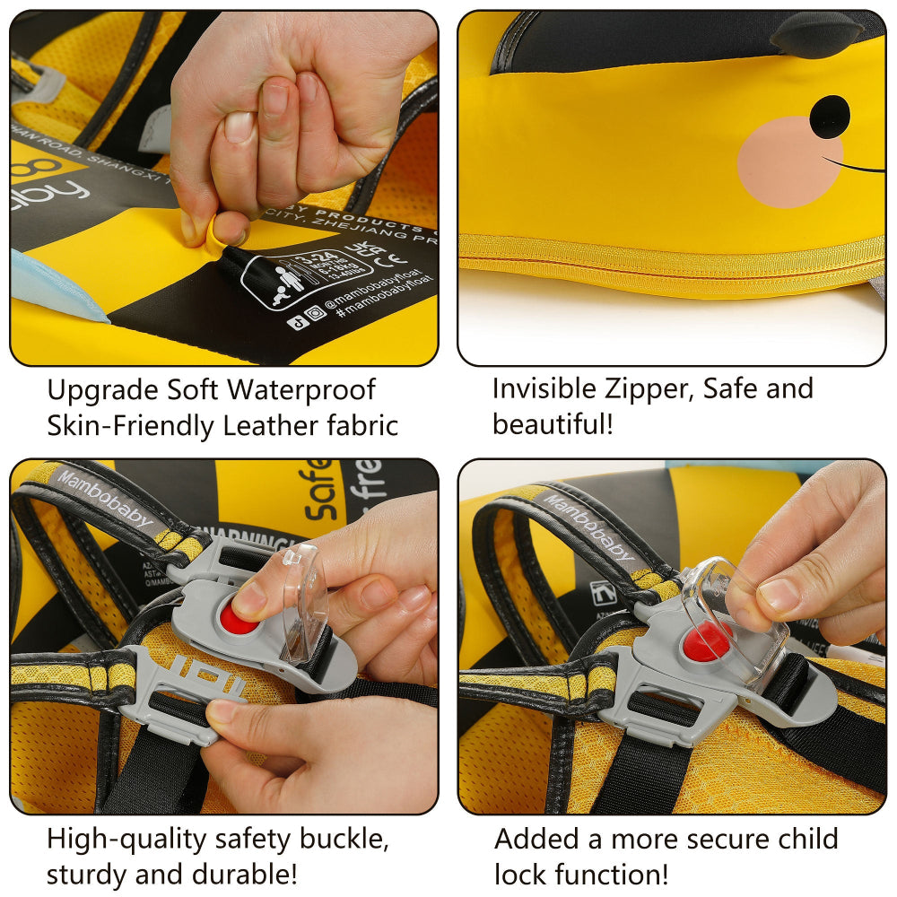 Visuele instructies of iconen over het veilig gebruik van de Mambobaby Zwemband (altijd toezicht).