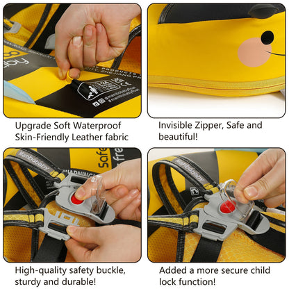 Visuele instructies of iconen over het veilig gebruik van de Mambobaby Zwemband (altijd toezicht).